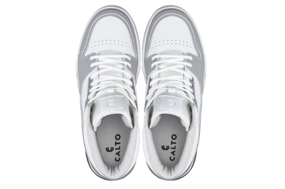 CALTO - S4751 - 3 Inches Taller (White/Grey) - High Top Sneakers