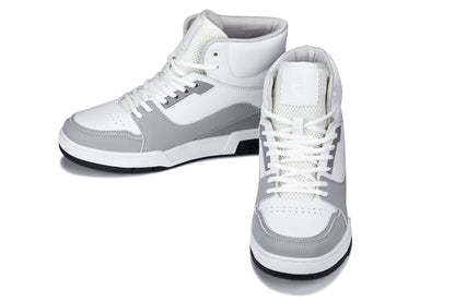 CALTO - S4751 - 3 Inches Taller (White/Grey) - High Top Sneakers