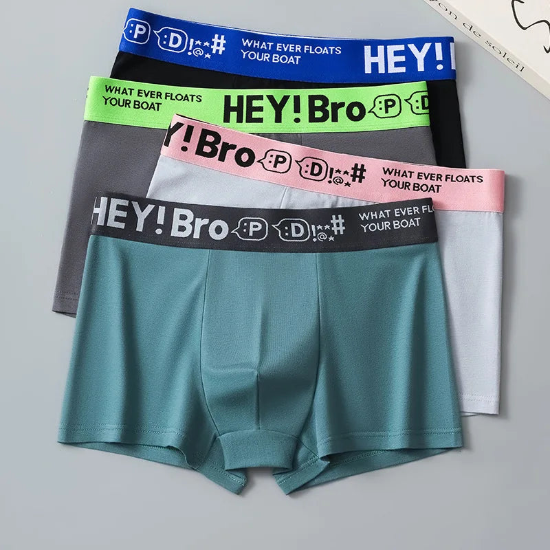 4PCS Mens Underwear Men Fashion Underpants Male High Stretch Boxer Panties Shorts Breathable Soft Shorts Comfortable Plus size