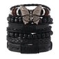 Vintage Ethnic Style Woven Leather Bracelet For Men Bohemian Cross Butterfly Life Tree Leather Bracelets Gifts For Friend