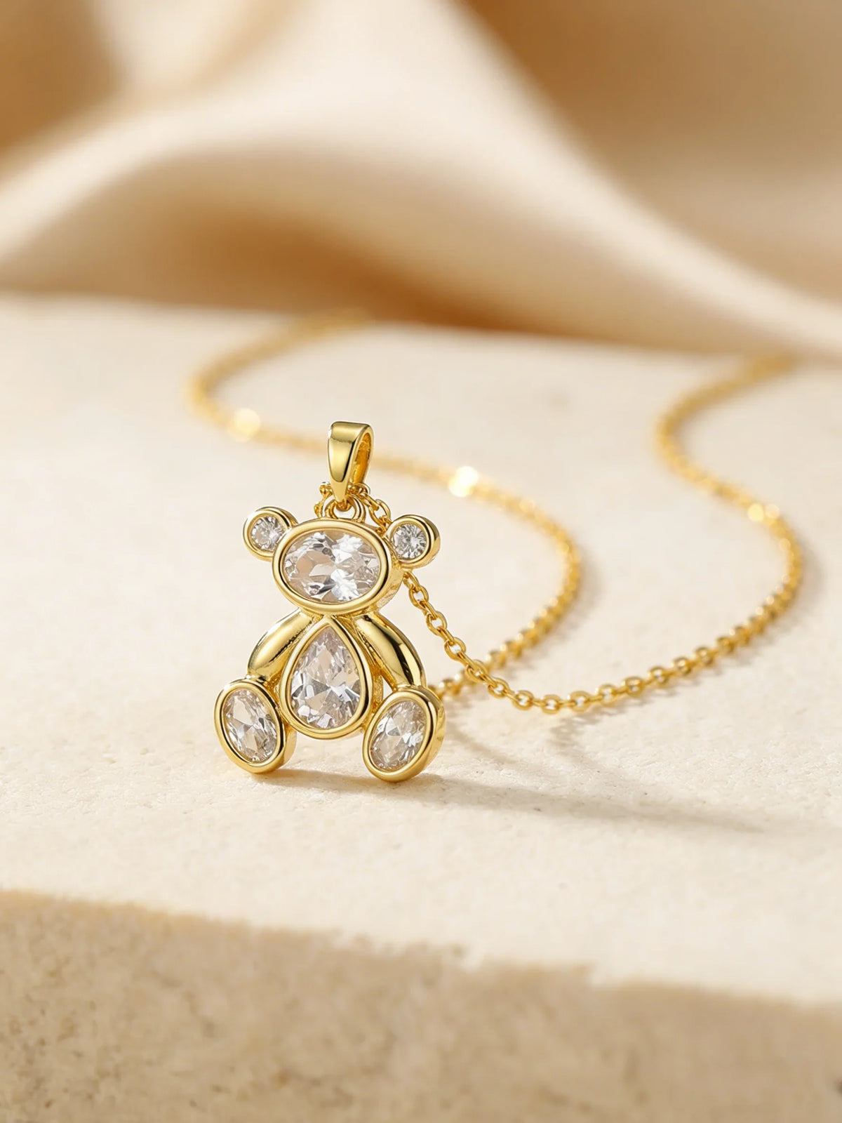 Delicate Cute Pink Zircon Bear Pendant Necklace for Women Girl, Stylish Animal Necklace, Exquisite Luxury Jewelry Accessories