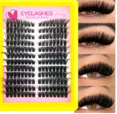 QUEENICE Three Fold Updated New DIY False Eyelash Extension 6 Mixed Styles Fluffy Voluminous Cat eye Spiky lash extensions