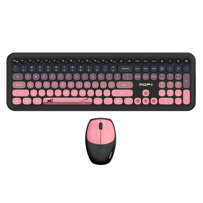 MOFii 1 Set 668 Wireless Keyboard and Mouse Combo, Gradient Keycaps Full Size Keyboard for Girls, 2.4G Plug and Play, US QWERTY
