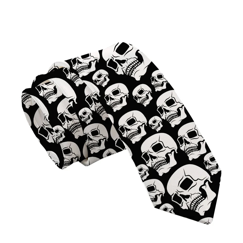 Fashion skull 3D printed tie art design personality tie adult 8cm wide polyester slim shirt suit party accessories