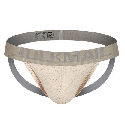 Jockmail Mens Jockstrap Mens Panties Sexy Gay Men Underwear Sissy Calzoncillos Hombre Slip Thong Mesh Low Waist Breathable