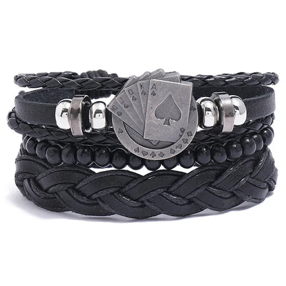 Modyle Multi-layer Gothic Leather Bracelet Set Punk Viantage Wings Charms Handwoven Bracelets for Men Jewelry Gifts