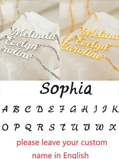 Custom Different Font Name Pendant Necklace for Woman Girls Stainless Steel Nameplate Personalized Choker Necklaces Jewelry Gift