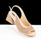 QSGFC 2024 Rhinestone Design INS Hot Sale New Arrivals African Shoes and Bag Set in Green Color Open Toe Comfortable Women Heels