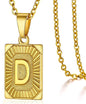 Initial Pendant Necklace for Women Simple Stainless Steel Cuba Link Charm Letter Square Necklace Men Jewelry Couple Gift
