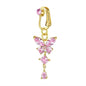 Clip On Belly Button Ring Butterfly Copper Zircon Pink Fake Belly Piercing Umbilical Navel Body Jewelry Trendy Fashion Style