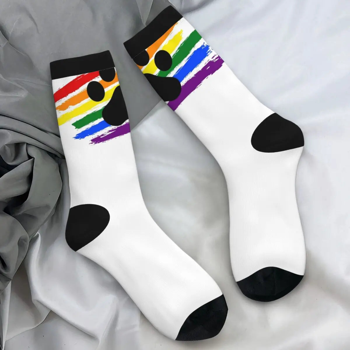 Men's Socks Pup Paw Rainbow Crew Socks