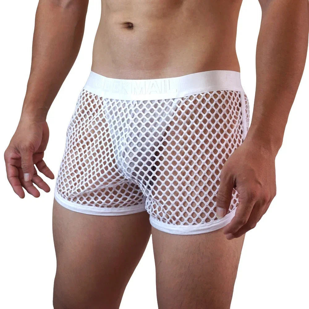 Men Underwear Boxer Thong 2 in 1 Lined with Thong Jockstrap Home Shorts Boxer Man Panties Sexy Soft Sport Short Boxer Mesh