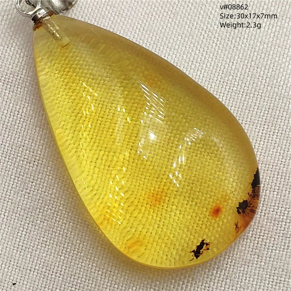 Natural Amber Pendant From Baltic Flower Yellow Amber Water Drop Women Men Jewelry Reiki Stone Women Men AAAAAAA