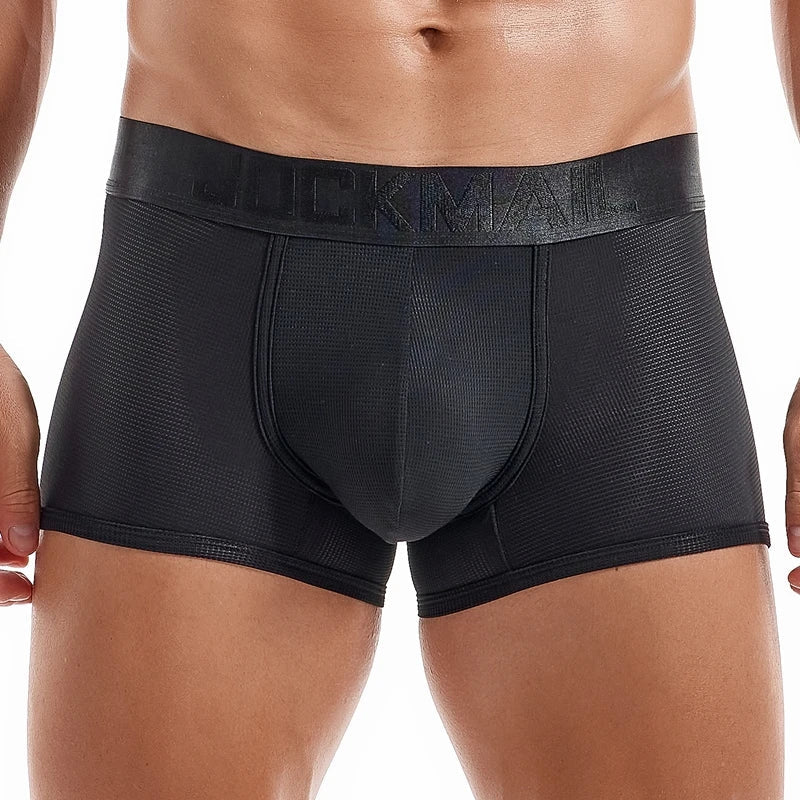 Fashion Fluorescent Color Men's Underwear Sporty Breathable Mesh Boxer Briefs Sexy Transparent Male Underpants Gay Sissy Shorts