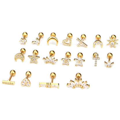 1PC Korean Stainless Steel Mini Zircon Cartilage Ear Stud Earrings for