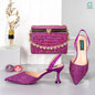 New Wine Red High Heels Shoes And Bag Dotted Crystal Wedding Party Spring, Summer, and Autumn Fashion Women's Noble Sandals