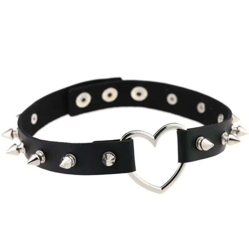 Pink Harajuku Gothic Spike Rivet Star Necklaces Collares Hip Hop Rock Black Bowknot PU Lace Leather Sexy Y2K Girl Choker Jewelry