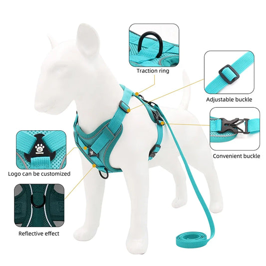 Pet Dog Leash Harness Tactical Training Puppy Vest Harnesses For Small Medium Dogs Cats Reflective Pug Chest Strap Accessories