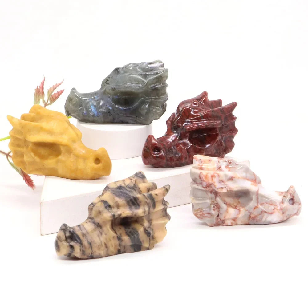 Dragon Head Statue Natural Gemstone - Random Stones