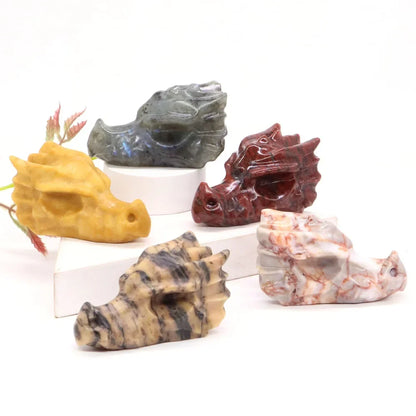 Dragon Head Statue Natural Gemstone - Random Stones