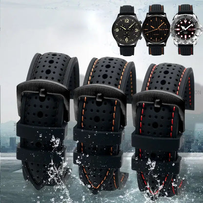 Samsung Galaxy Watch 7, 6, 5, 4 & FE Stitched Perforated Silicone Band