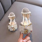 Summer Princess Girls Sandals Sequins Rhinestone Bow Girls Shoes New Baby Perform Prewalker Leather Casual Shoes