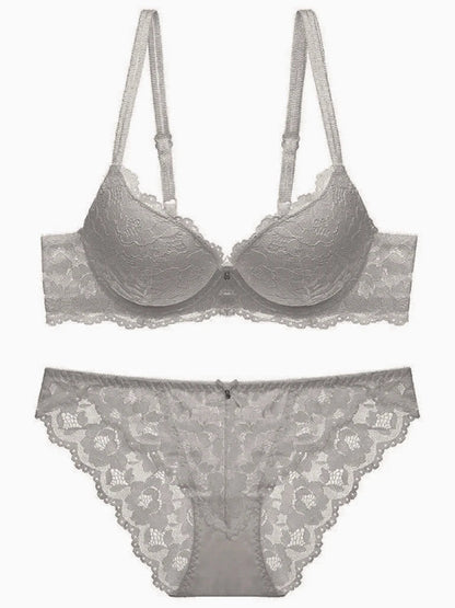 Hollow Lace Floral Sexy lingerie set Bow Padded Push Up women's bra Suitable for Small Busts sexy bras and panties