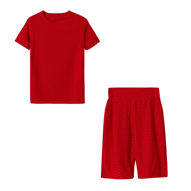 New Summer Round-Neck Solid Color Short-Sleeved Two-Piece Yoga Shorts