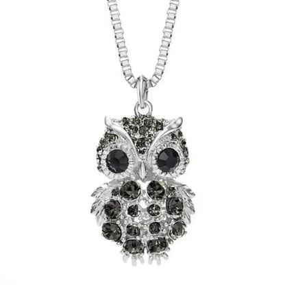 2024 New Korean Cute Sweater Chain Crystal Owl Necklace Long Women's Autumn and Winter Clothes Pendant Accessories