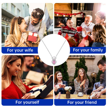 Romantic Pink Crown Heart Pendant Necklace Genuine 925 Sterling Silver Elegant Fine Jewelry for Women Wedding Holiday Presents