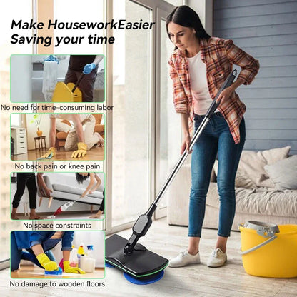 Cordless Electric Mop Handheld Rotating Mop Absorbing Water Footswitch Rechargeable Sweeper Waxing Cleaning for Hardwood Tile
