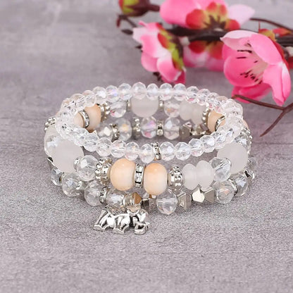 3pcs Boho Bohemian Pink Butterfly Pendant Charm Beads Bracelets Set For Women Stone Wristband Bracelet Bangles Pulseras Feminina