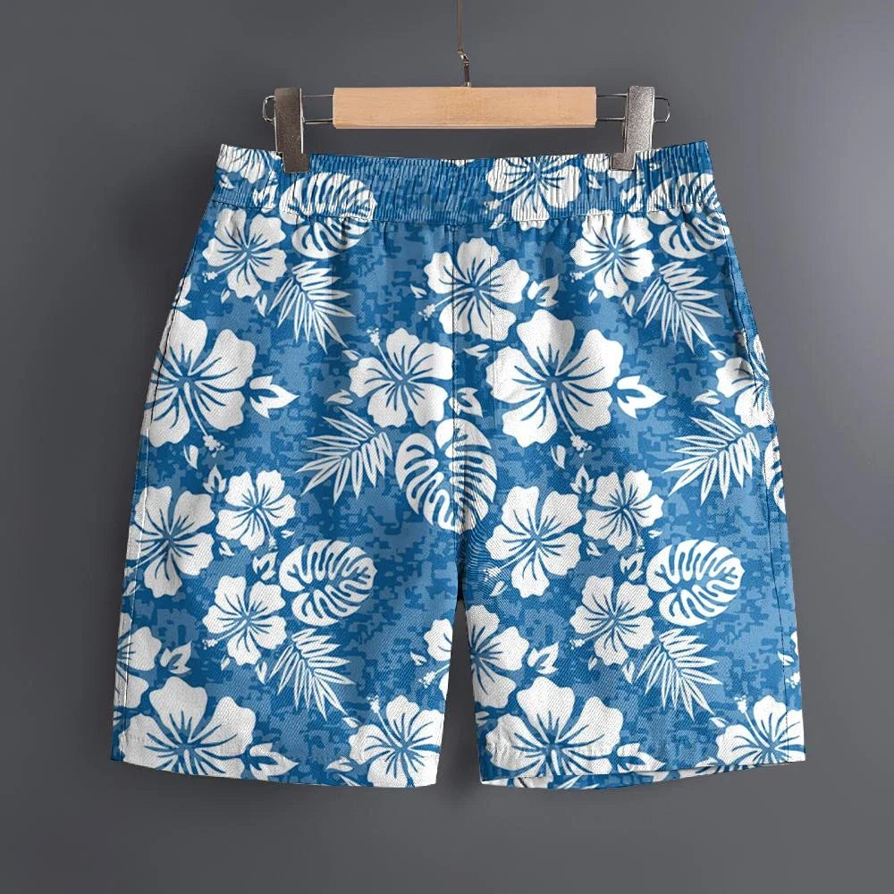 Men's Hawaiian 3D Plant Summer Pattern Beach Shorts Quick Dry Outdoor Casual Sports Shorts Fashion Men's Shorts