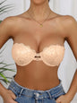 Lace Strapless Bra Double Front Closure Push Up Bralette for Women Invisible Anti-Slip High support Women's underwear