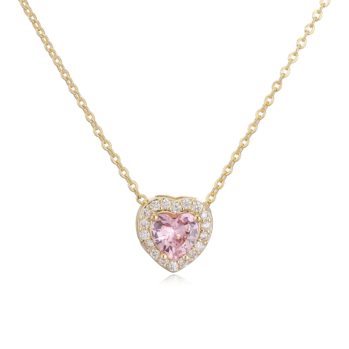 HECHENG Luxury Colored Crystal Heart Pendant Ocean Heart Necklace Brass Golden Plated Material Women's Wedding Necklace