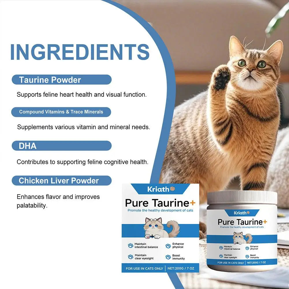 Taurine Powder For Cats Gentle Formula Supports Heart, Vision Overall Health Daily Care Supplement For Comfort And Well-Being