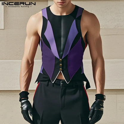 INCERUN Summer Sleeveless Sexy Men Tank Tops Printed Tops Tee Fashion Men's Clothing  Streetwear Oversize S-5XL
