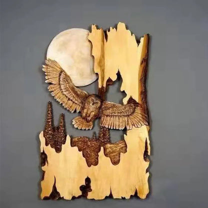 Handmade Cool Animal Carving Handcraft Wall Hanging Decoration Sculpture Wood Raccoon Bear Deer Hand Painted Home Room 13CM*20CM