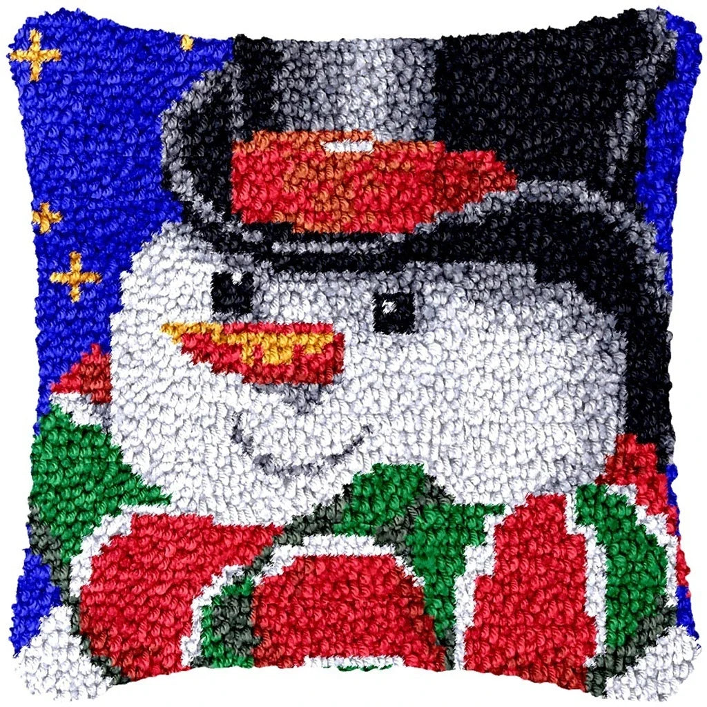 DIY Latch Hook Rug Kits Snowman Santa Claus Hat Embroidery Cushion Pillow Cover