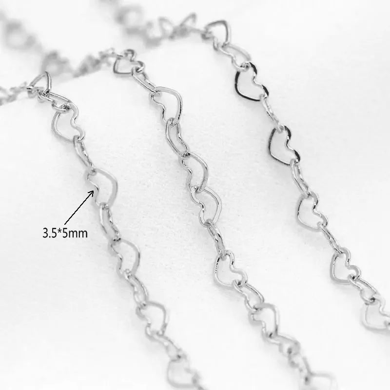 Width3MM 14K Gold Color Plated Brass Heart Shape Necklace Chains High Quality Jewelry Accessories