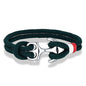 MKENDN Creative Contrast Double Strand Anchor Bracelets Men Women Nautical Survival Rope Bracelets Stainless Steel Anchor Buckle