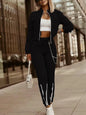 Autumn Women's New Zipper Short Long Sleeve Suit Solid Color Fashion