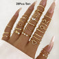 23pcs Fashion Knuckle Rings Set for Women Crystal Star Moon Eye Wave