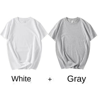 2-Pack Unisex Cotton White Loose Fit T-Shirts