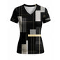 Women's Geometric Abstract Print V-Neck T Shirt Daily Casual Commuting Short Sleeve Tops Summer Street Vintage Slim Fit Tees