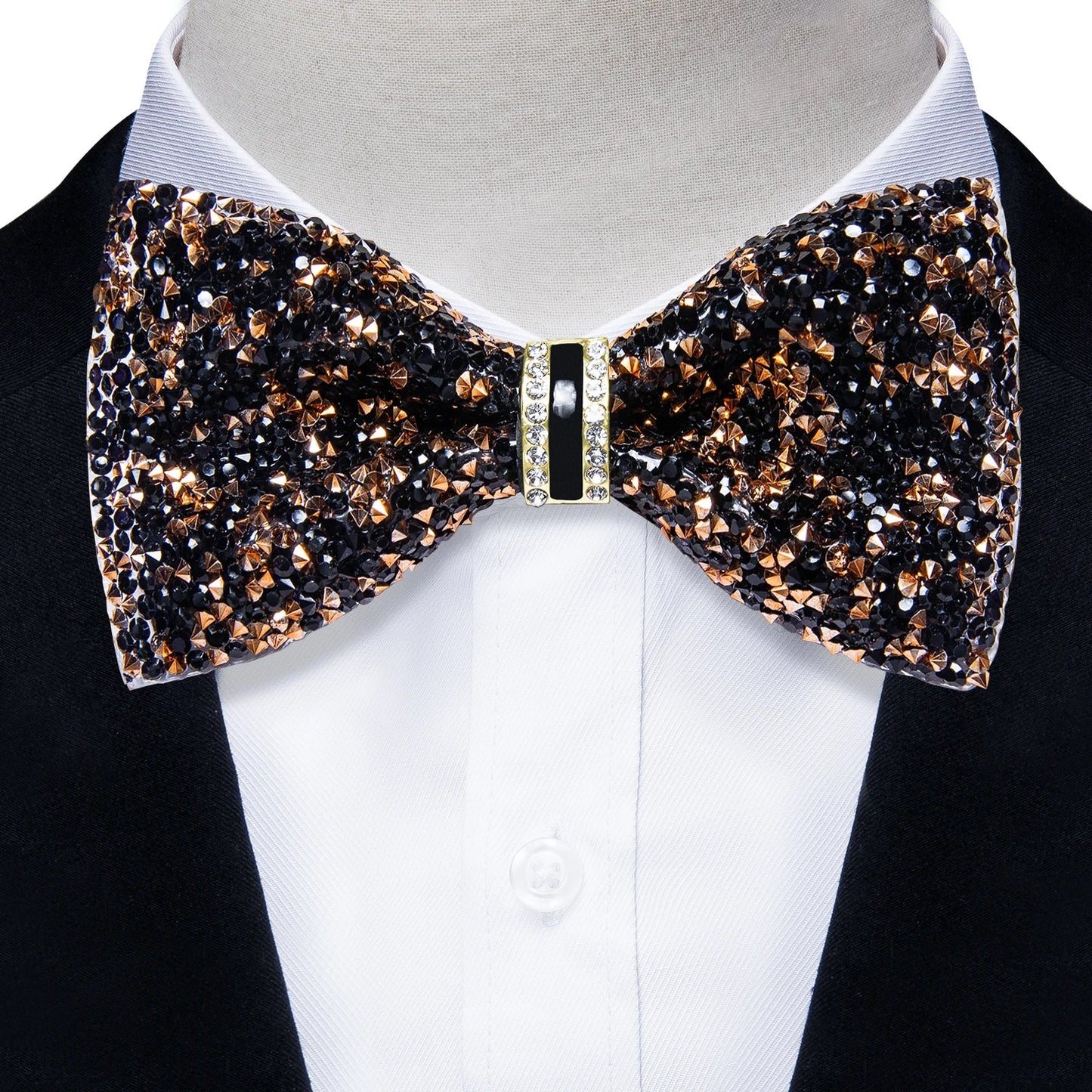 Sparkle Rhinestone Bow Ties for Men Pre-Tied Diamond Sequin Bowtie with Adjustable Length Wedding Party