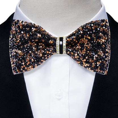 Sparkle Rhinestone Bow Ties for Men Pre-Tied Diamond Sequin Bowtie with Adjustable Length Wedding Party