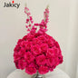 Red White Customized Artificial Rose Delphinium 50cm Flower Ball Wedding Decor Table Centerpieces Flower Decor Event Road Props