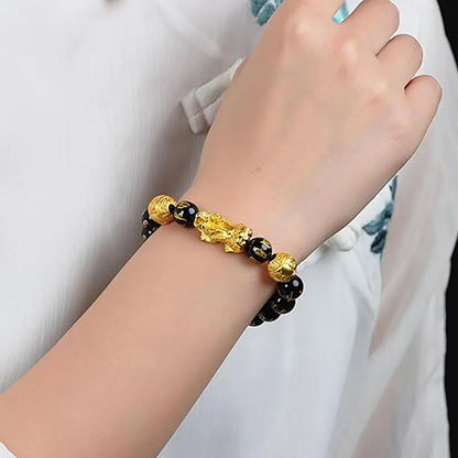 Feng Shui Wealth And Luck Bracelet Black Obsidian