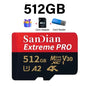 Class 10 U3 V30 Waterproof Memory SD Cards with USB Adapter 128GB 512GB High Speed Micro TF/SD Card for Phone Laptop Camera